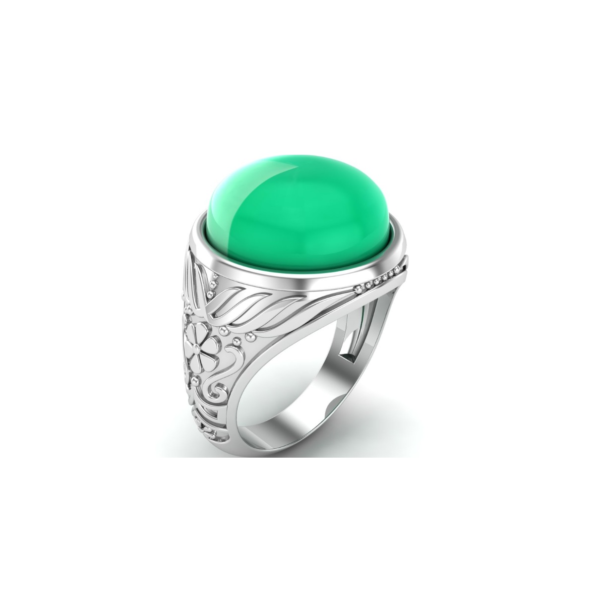 Bague chrysoprase argent Hugo chevalière